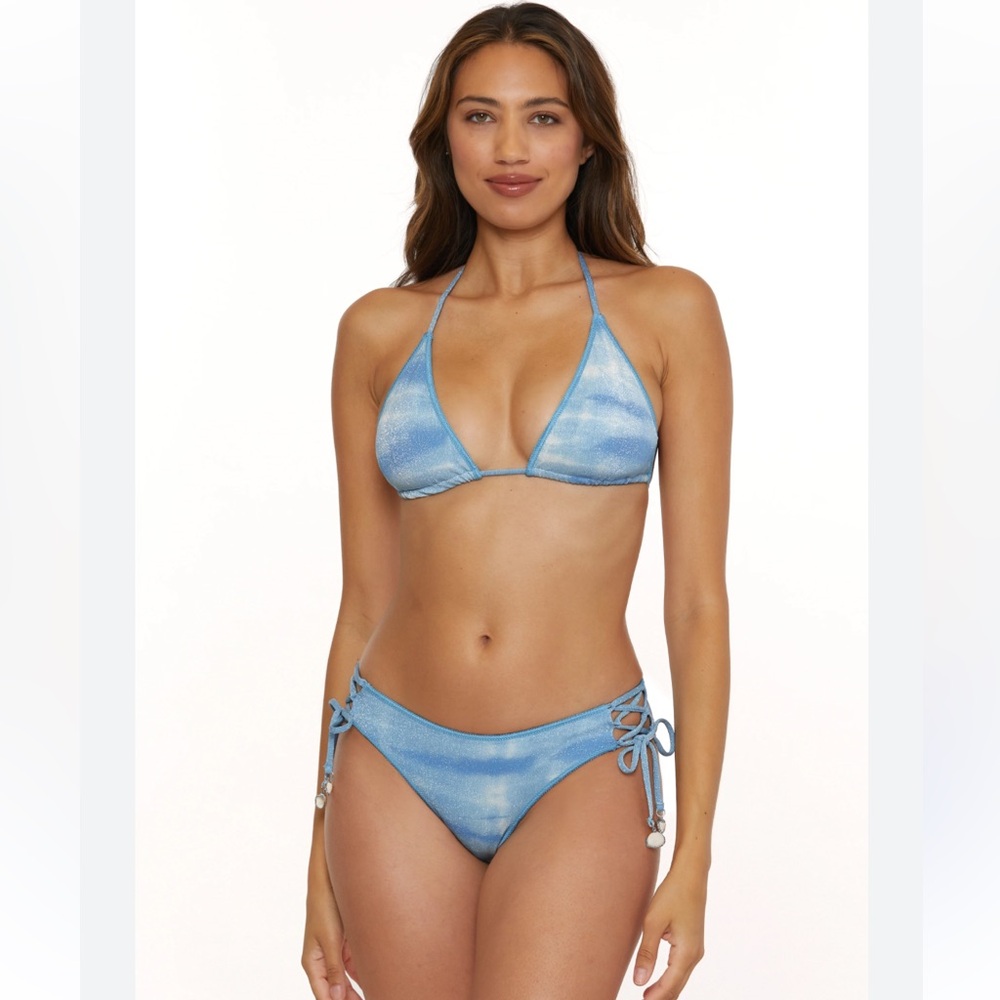 BECCA SWIM BOTTOM NWT Blue Tie-Dye Bikini size small